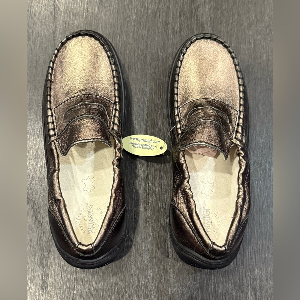 New Primigi Choate-E Penny Leather Loafer Bronze US 1 EU 32 Boy